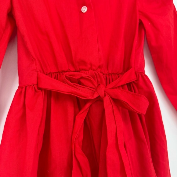 Vintage Disney Winnie the Pooh Red Long Sleeve Ruffle Lace Bow Tie Dress Size 6X - Picture 8 of 12